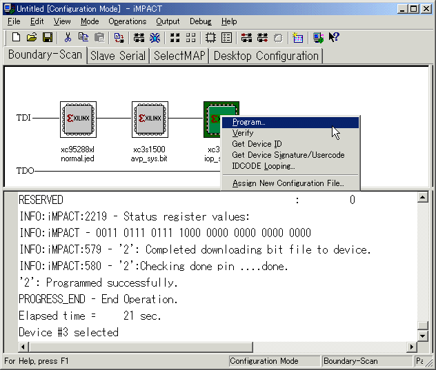 I/O�v���Z�b�T�pFPGA�ŉE�N���b�N���AProgram...��I��