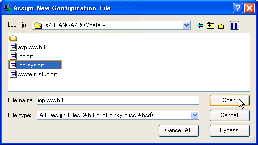 I/O�v���Z�b�T�pFPGA�_�E�����[�h�t�@�C���̑I��