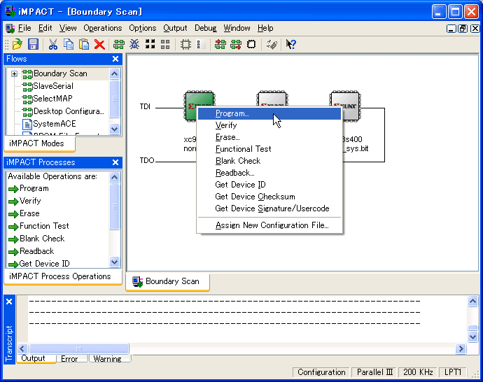 �V�X�e������pCPLD�ŉE�N���b�N���AProgram...��I��