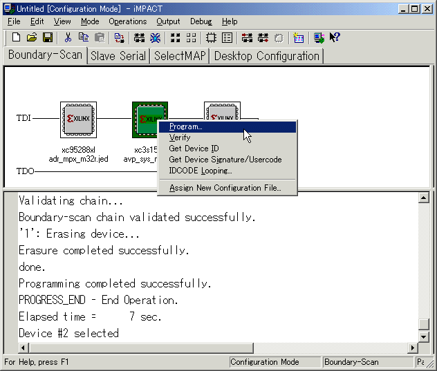 A/V�v���Z�b�T�pFPGA�ŉE�N���b�N���AProgram...��I��