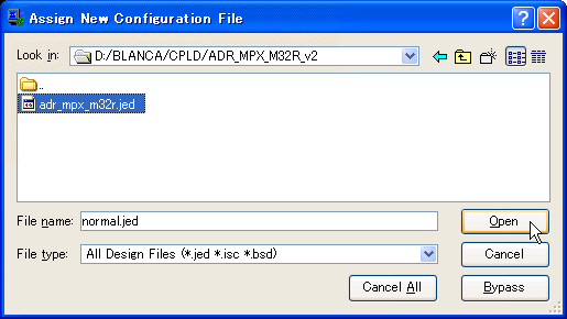 �V�X�e������pCPLD�p�������݃t�@�C���̑I��