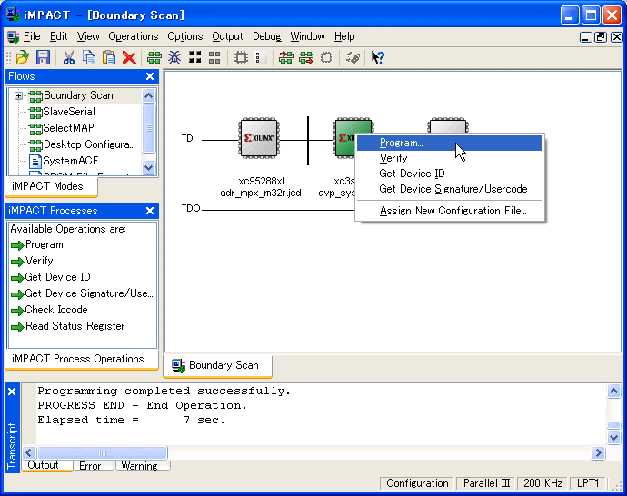 A/V�v���Z�b�T�pFPGA�ŉE�N���b�N���AProgram...��I��
