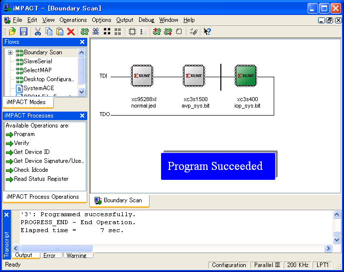 I/Oプロセッサ用FPGAダウンロード正常完了